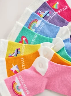 Pastelkleurige regenboogprint - Little Bird by Jools Oliver German Days Of The Week Socks 7 Pack