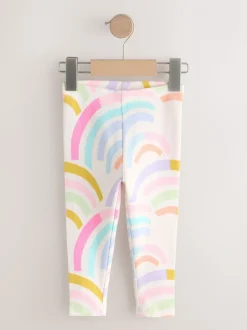 Pastelkleurige regenboogprint - Verpakking van 5 geribbelde Leggings (3mnd -7jr)