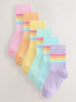 Pastelkleurige regenboogprint - Little Bird by Jools Oliver Striped Tube Socks 6 Pack