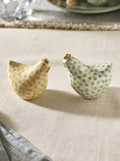 Pat and Peggy peper-en-zout-shakers met kip