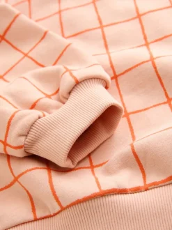 Perzikroze raster - Sweatshirt met ronde hals (3 mnd-7 jr)