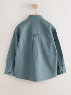 Petroliumblauw - Geborsteld overshirt (3-16jr)