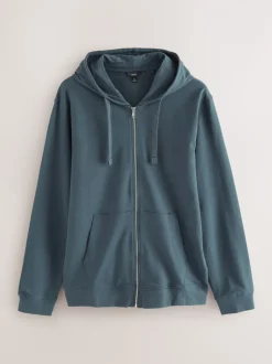 Petroliumblauw - Lichte hoodie met rits