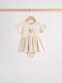 Pink Bear Embroidered - Verpakking van 3 jersey babyrompertjes