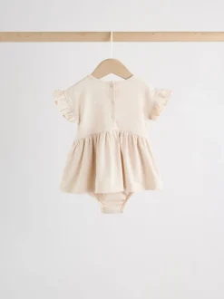 Pink Bear Embroidered - Verpakking van 3 jersey babyrompertjes