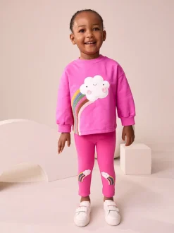 Pink Cloud Rainbow - Knee Embellsihed Leggings (3mths-7yrs)