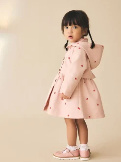 Pink Embroidery - Shower Resistant Button Front Coat (3mths-7yrs)