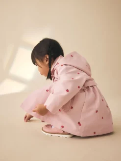 Pink Embroidery - Shower Resistant Button Front Coat (3mths-7yrs)