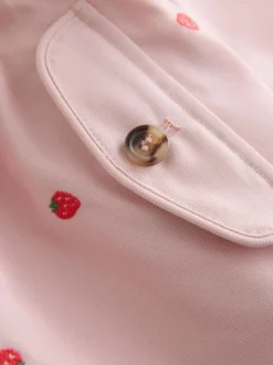 Pink Embroidery - Shower Resistant Button Front Coat (3mths-7yrs)