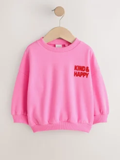 Pink Kind & Happy - Sweatshirt met ronde hals (3 mnd-7 jr)
