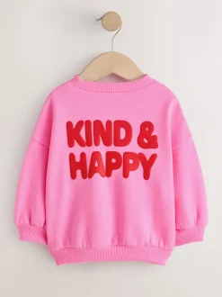 Pink Kind & Happy - Sweatshirt met ronde hals (3 mnd-7 jr)