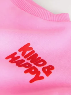 Pink Kind & Happy - Sweatshirt met ronde hals (3 mnd-7 jr)
