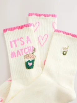 Pink Matcha - Set van 3 paar enkellange sportsokken met verzachte zool