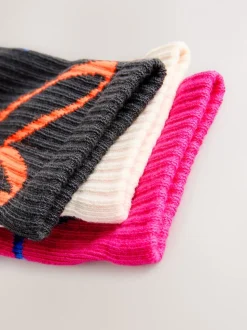 Pink Oatmeal and Charcoal Grey - 3 paar katoenrijke enkelsokken met verzachte zool