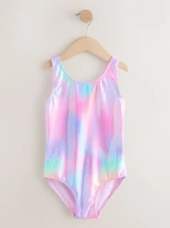 Pink Rainbow Foil Sequin - Scoop Neck Swimsuit (3-16yrs)
