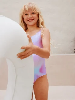 Pink Rainbow Foil Sequin - Scoop Neck Swimsuit (3-16yrs)