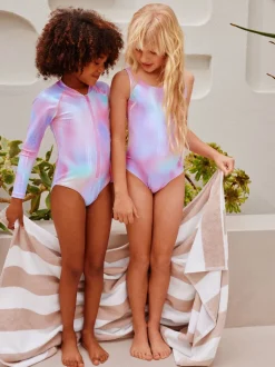 Pink Rainbow Foil Sequin - Scoop Neck Swimsuit (3-16yrs)
