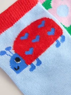 Pink Red and Green - Cotton Rich Charcter Ankle Socks 5 Pack