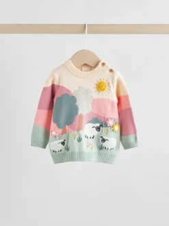 Pink Sheep Scene - Gebreide babytrui en leggings set 2 -delig (0mnd -2jr)