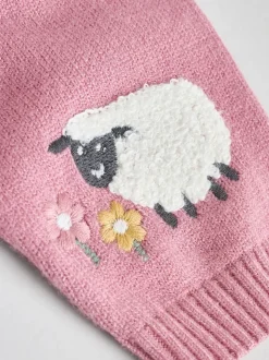 Pink Sheep Scene - Gebreide babytrui en leggings set 2 -delig (0mnd -2jr)