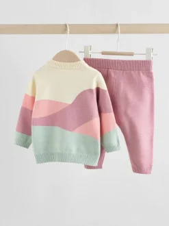 Pink Sheep Scene - Gebreide babytrui en leggings set 2 -delig (0mnd -2jr)
