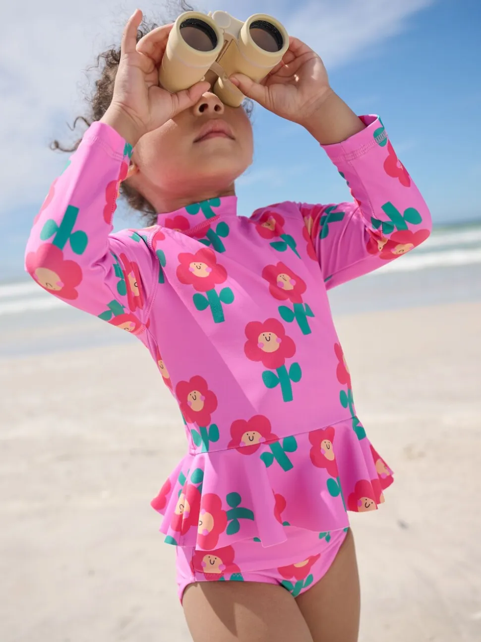 Pink Stampy Floral - Zonbeschermende zwemset (3 mnd-7 jr)