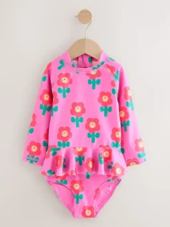 Pink Stampy Floral - Zonbeschermende zwemset (3 mnd-7 jr)