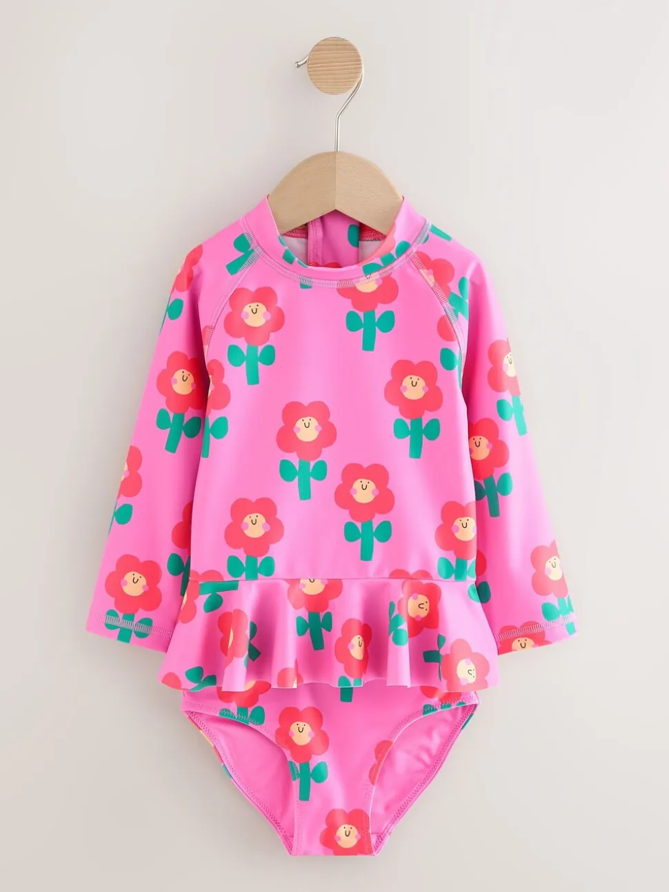 Pink Stampy Floral - Zonbeschermende zwemset (3 mnd-7 jr)