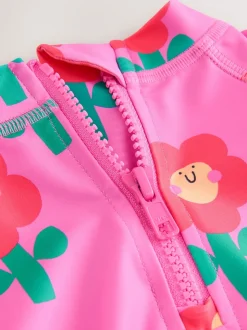 Pink Stampy Floral - Zonbeschermende zwemset (3 mnd-7 jr)