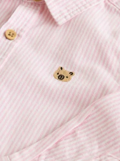 Pink Stripe Character - Oxford-overhemd met lange mouwen (3 mnd-7 jr)