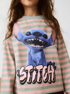Pink Stripe Lilo & Stitch - Top met print en lange mouwen (3-16jr)