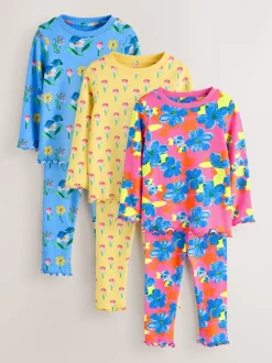 Pink/Blue Bright Floral - Verpakking van 3 knusse pyjama's (9 mnd-16 jr)