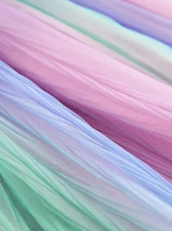 Pink/Rainbow - Pull On Mesh Skirt (3-16yrs)