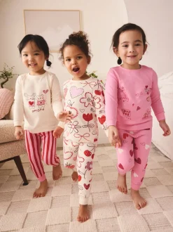 Pink/Red Galentines - Verpakking van 3 knusse pyjama's (9 mnd-12 jr)