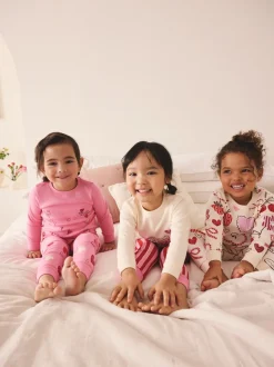 Pink/Red Galentines - Verpakking van 3 knusse pyjama's (9 mnd-12 jr)