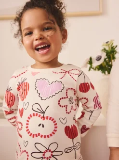Pink/Red Galentines - Verpakking van 3 knusse pyjama's (9 mnd-12 jr)