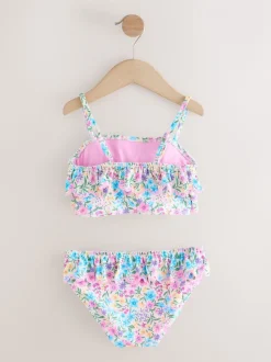 Pink/Yellow Ditsy Floral - Bikini met ruches (3-16jaar)