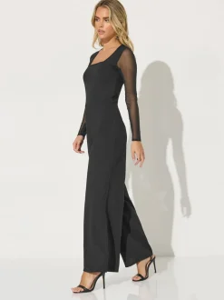 PixieGirl Petite Mesh Long Sleeve Side Leg Jumpsuit