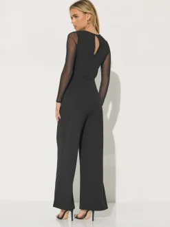PixieGirl Petite Mesh Long Sleeve Side Leg Jumpsuit