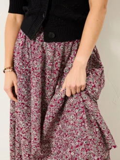 Plum Purple 2 Tone Floral - FatFace midirok