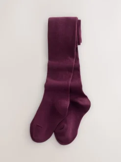 Plum Rood, Roze en Zwart - Set van 3 katoenrijke tights