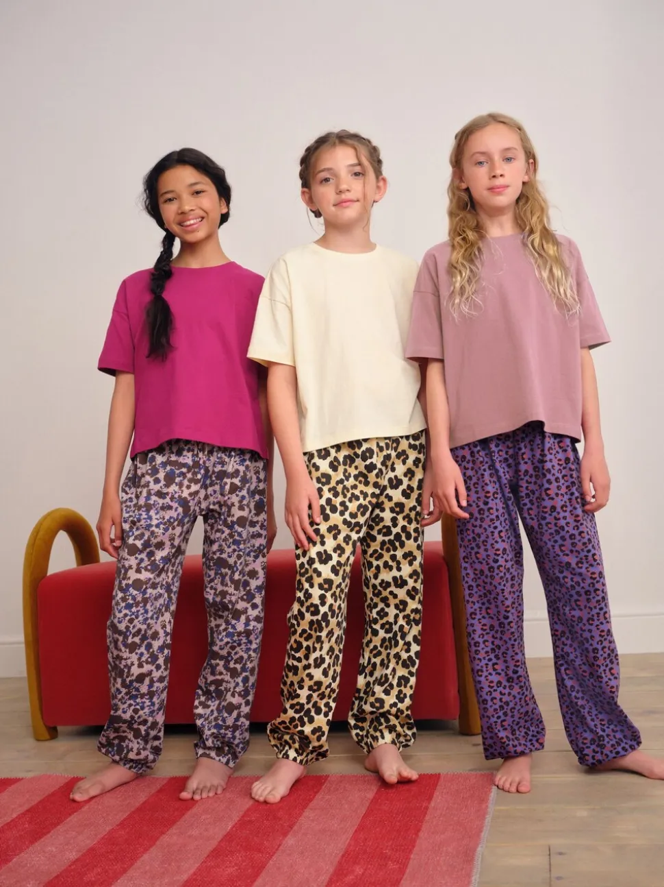 Plum/Bruin - Verpakking van 3 pyjama's met joggingbroek met dierenprint (3-16jr)