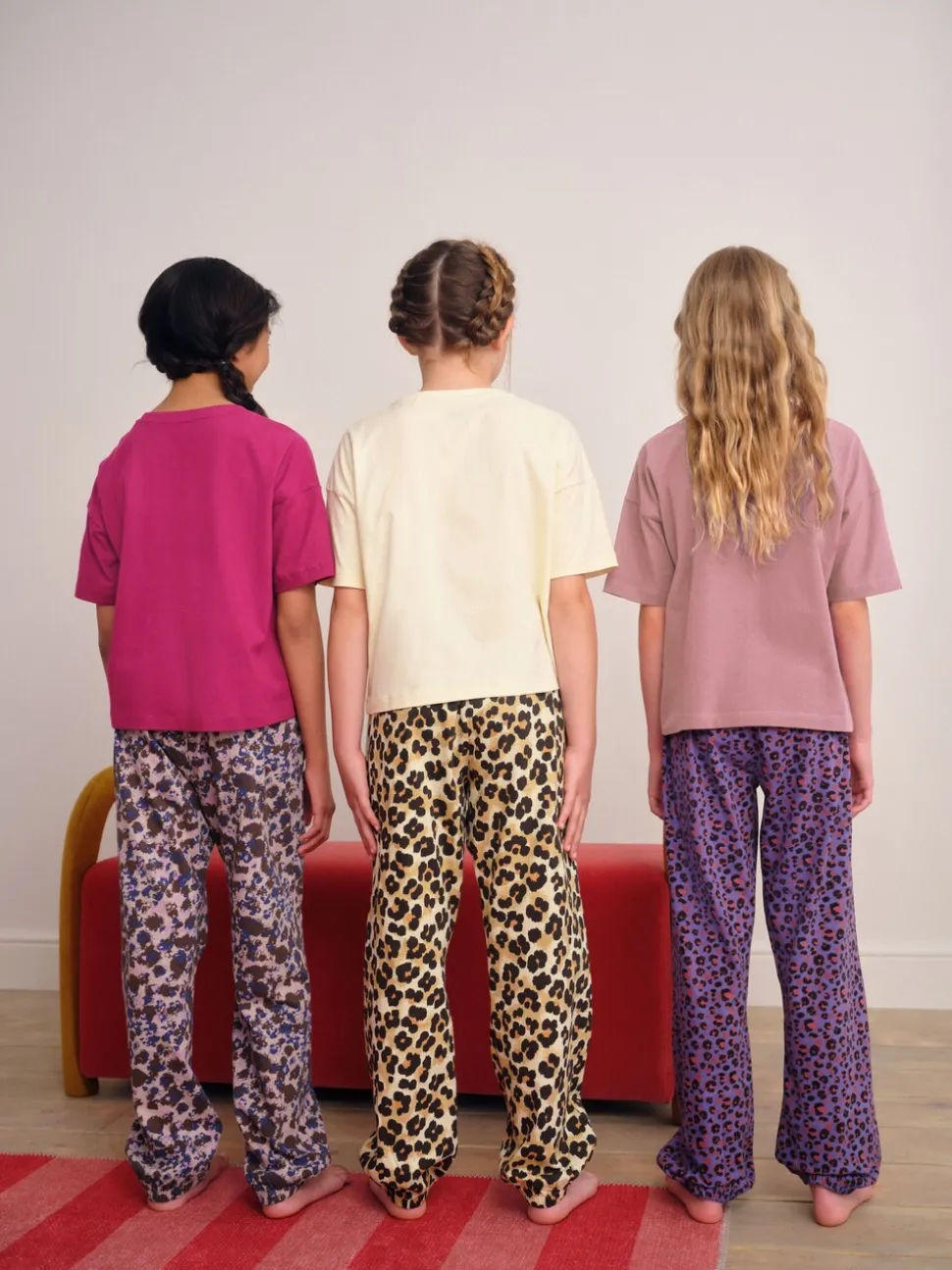 Plum/Bruin - Verpakking van 3 pyjama's met joggingbroek met dierenprint (3-16jr)