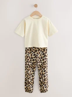 Plum/Bruin - Verpakking van 3 pyjama's met joggingbroek met dierenprint (3-16jr)