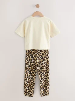 Plum/Bruin - Verpakking van 3 pyjama's met joggingbroek met dierenprint (3-16jr)