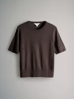 Plum/Donkerroze/Bruin - The Set fijngebreide T-shirts