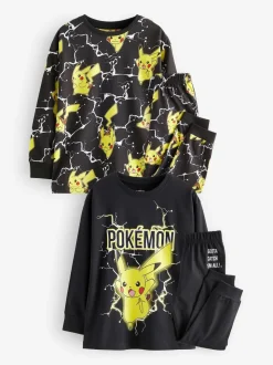 Pokémon geel/zwart - Verpakking van 2 pyjama's met lange mouwen (4-16 jr)