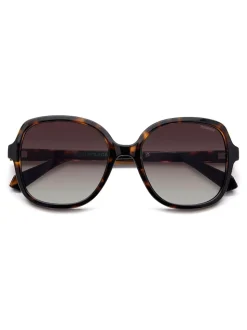 Polaroid Brown Square Sunglasses With Jewel Embellishment