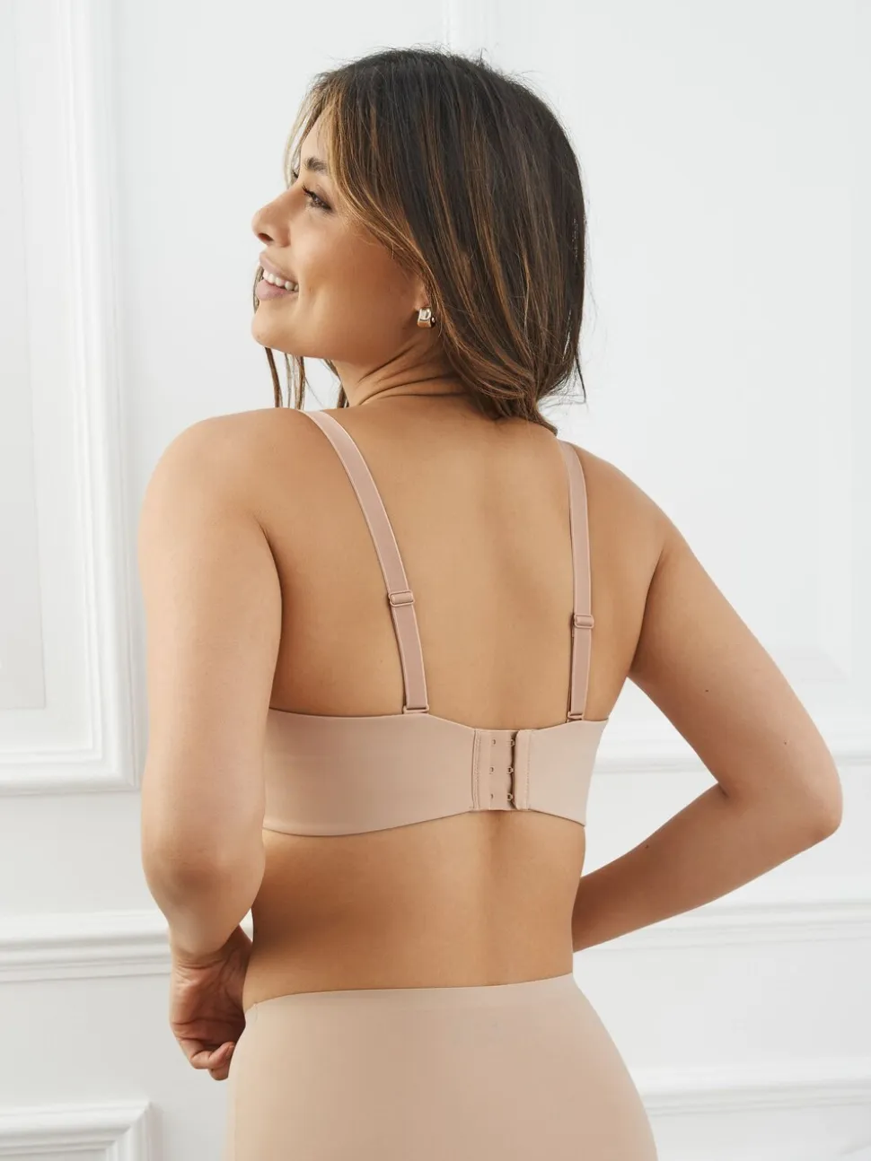 Praline nude - Minimaliserende strapless bandeaubeha zonder vulling in cupmaat DD+