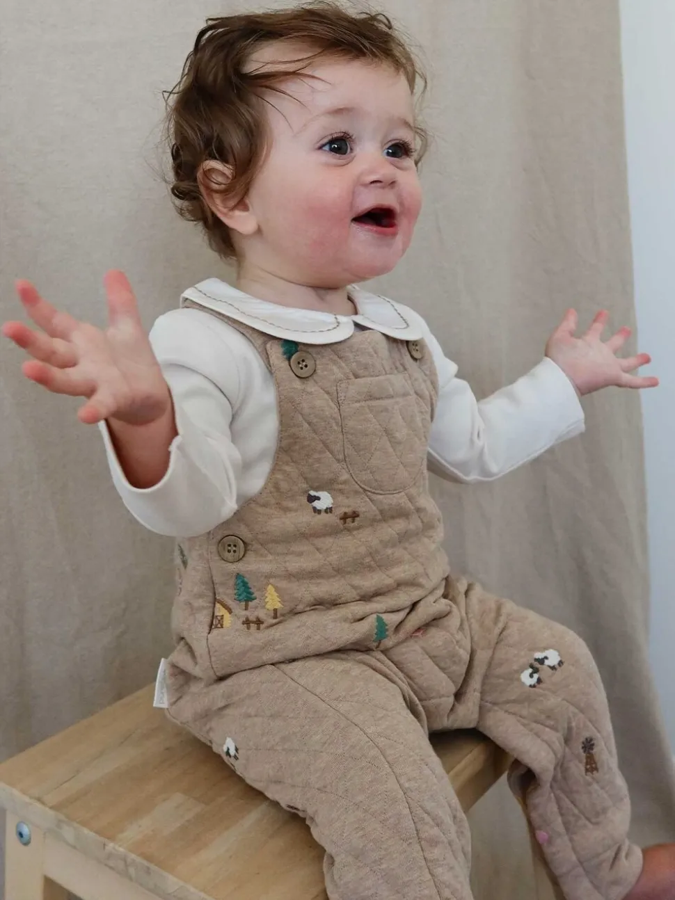 Purebaby Quilted Embroidered Dungarees